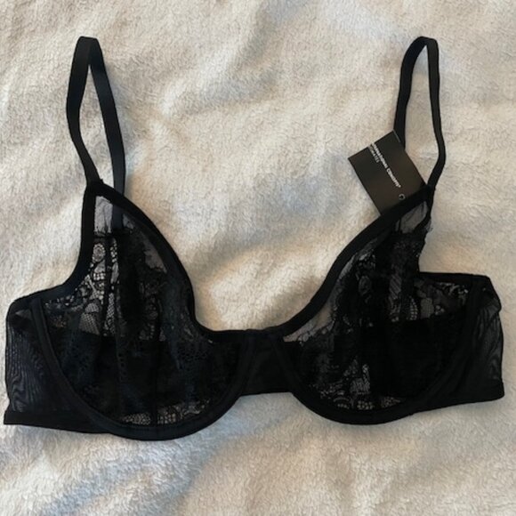 NWT INC Black Bra Underwire Unpadded Size Medium 34B 34C 36B Minimalist $20 - Picture 1 of 5